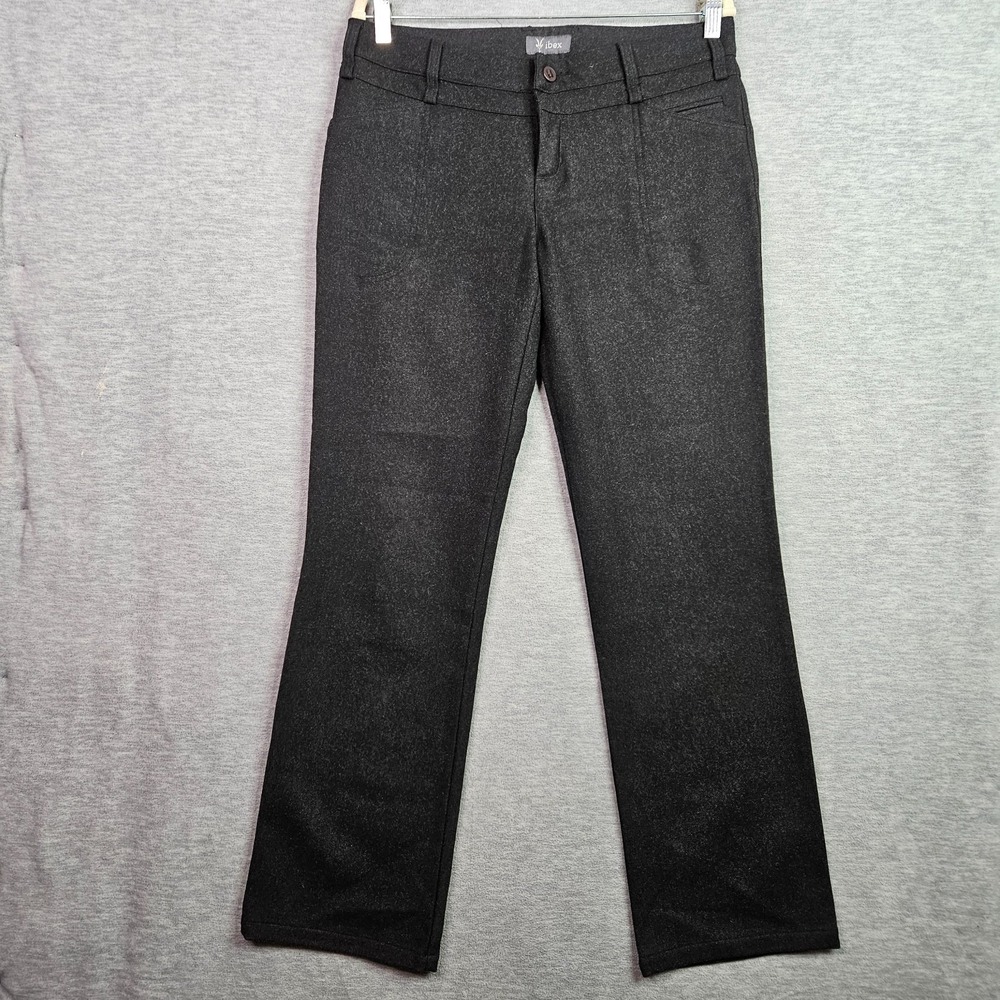 Ibex 100% Merino Wool Women's Size 8 Black Straight Leg Mid-rise Dress Pants